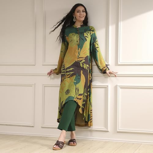 Biba Women Multicolor Viscose Rayon Straight Printed Kurta_38