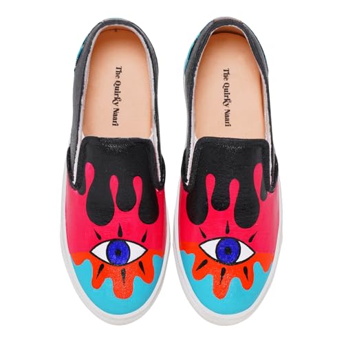 THE QUIRKY NAARI Handpainted Eye-Catching Dripping Eye Slipons | 7 UK