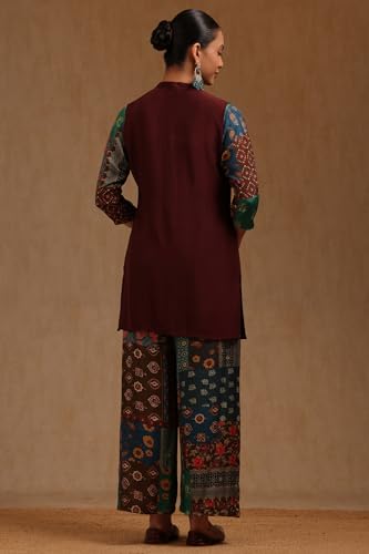 Soch Womens Wine Muslin Solid Co-Ord Set