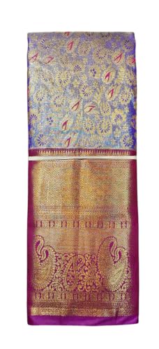 VFCollections Women's Traditional Handloom Kanchipuram Silk Pattu Sarees | Rich Zari Woven Design | Bridal Saree | Unstitched Blouse