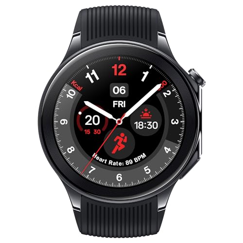OnePlus Watch 2 with Wear OS4,Snapdragon W5 Chipset,Upto 100 hrs Battery Life,1.43’’ AMOLED Display,Stainless Steel & Sapphire Crystal Build,Dual Frequency GPS,IP68 & Bluetooth Calling (Black Steel)