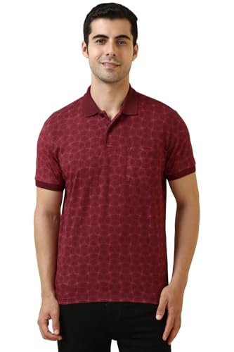 Allen Solly Men Maroon Printed Polo Neck T-Shirt