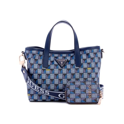 GUESS Blue Logo Printed Wave Mini Crossbody Bag With Pouch