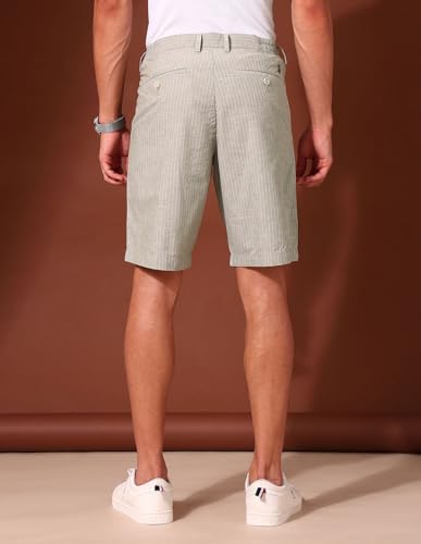U.S.Polo Association Men's Vertical Striped Slim Fit Chino Shorts Green