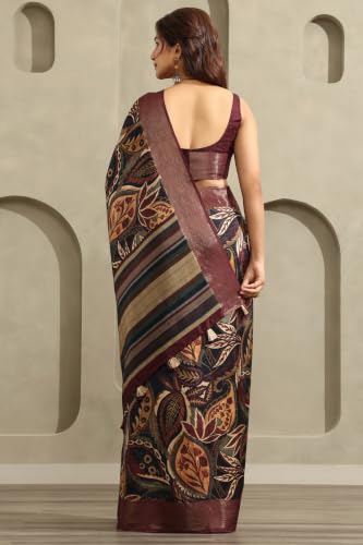 Soch Womens Multicolour Viscose Botanical Printed Saree