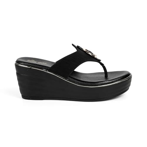 tresmode ROUGE Black Women's Dress Wedge Sandals in Size 6 UK / 39 EU