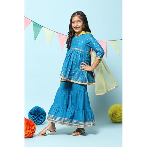 BIBA GIRL PRINTED GATHERED KID(KW5482_BLUE_11)