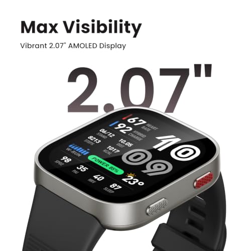 Amazfit Bip Max 50mm Smartwatch, 2.07" AMOLED Display, 20 Days of Battery, GPS, 4GB Storage, Offline Maps, Fitness Tracker, Hybrid Training, 150+ Sports, HYROX Mode, 5 ATM for Android & iPhone, Blue