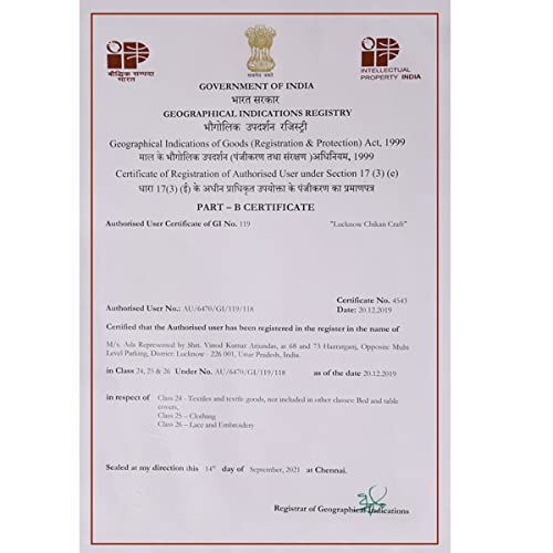 Ada Women's Cotton Dress Material Hand Embroidered Lucknowi Chikankari Unstitched Suit Piece A211208 Blue