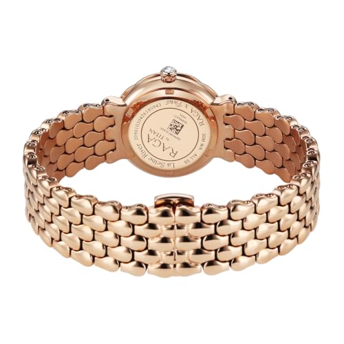 Titan Raga Paris with Love Quartz Analog 2Hands Display White/Mosaic MOP Dial Light Rose Gold Stainless Steel Strap Watch for Women - 2838WM02