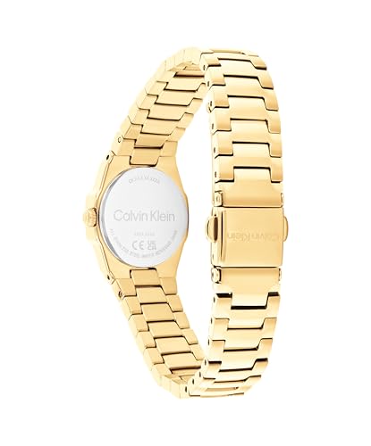 Calvin Klein Geometric Elegance Qtz Basic Slim Gold Round Dial Women's Watch- 25100142