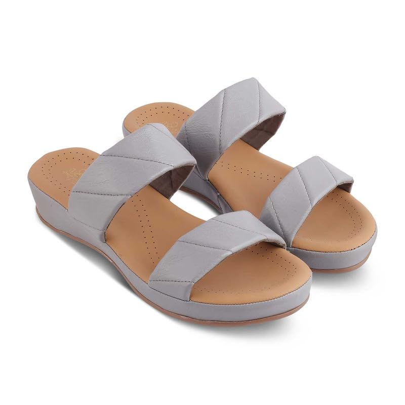 tresmode 239-VACKS GREY WOMEN DRESS WEDGE SANDALS EU/36 UK/3