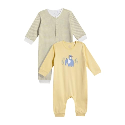 Mothercare Unisex Cozy Animals Printed Full Sleeve All-In-One - Pack of 2 - Yellow/Green