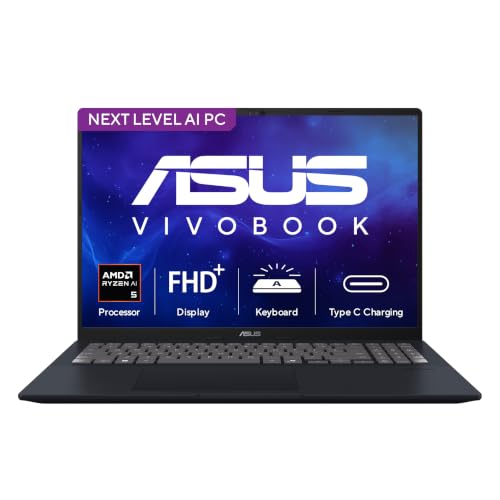 ASUS Vivobook 16 (2026),AMD Ryzen AI 5 330,AMD Radeon iGPU,16GB RAM,512GB SSD,FHD+,16"(40 cm), Windows 11 Home,M365 Basic(1 Year),Office 2024,Quiet Blue,1.88 Kg,M1607KA-MB268WS, Thin & Light Laptop