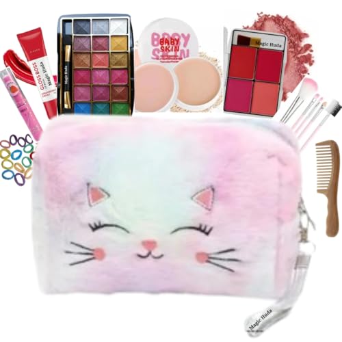 Kids Real Makeup Kit for Teens, Pre-Teens & Girls with Unicorn Bag - Real, Non Toxic, Washable Make Up Toy - Unicorn Toys Gift for 6 7 8 9 10 12 13 14 15 16 Years Old Girls Birthday