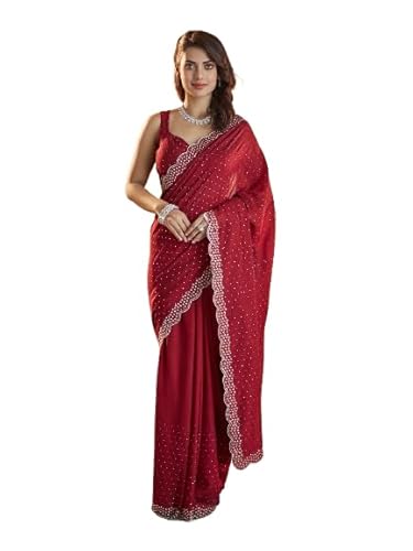 Kasee Women Gajri Embellished Beads and Stones Silk Blend Saree