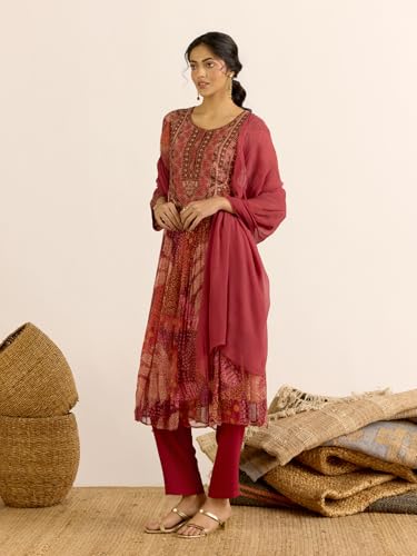 Aarke Ritu Kumar Orange Desert Bloom Kurta With Pant And Dupatta