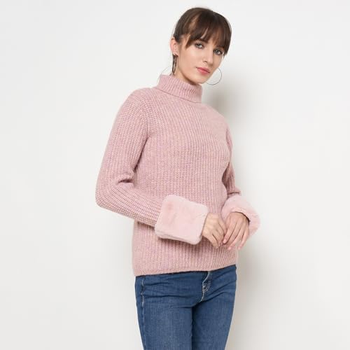 Madame Women Solid Peach Sweater