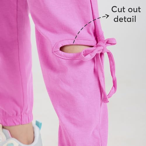 Hopscotch Girls Full Sleeves Pink 2-Pc Colorblock Cotton Jogger Set (2-3 Years)