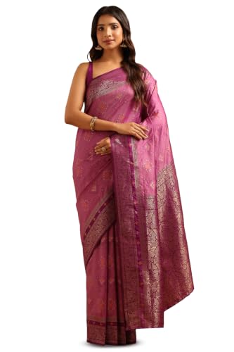 Soch Womens Lavender Silk Ethnic Motifs Zari Woven Saree
