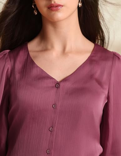 U.S. Polo ASSN. Crinkled Satin Top (UWAW25TOP325_Purple_M)