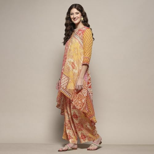 BIBA Women Polyester Printed Suit Set (SKD9851SS24YEL_Yellow