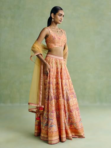 Aarke Ritu Kumar Yellow Festive Blouse With Lehanga And Dupatta