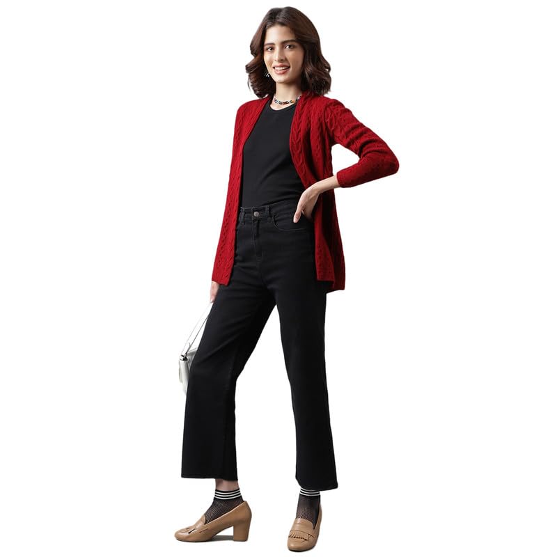 Latin Quarters Women's Red Full Sleeve Shrug_S