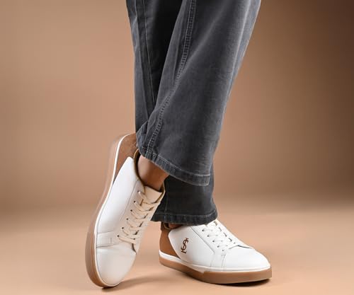 LOUIS STITCH Canadian White & Tan Sneaker for Men | Comfortable Lace-Up Sneaker | LSP-SNK-AVI003-WHTN | UK-11