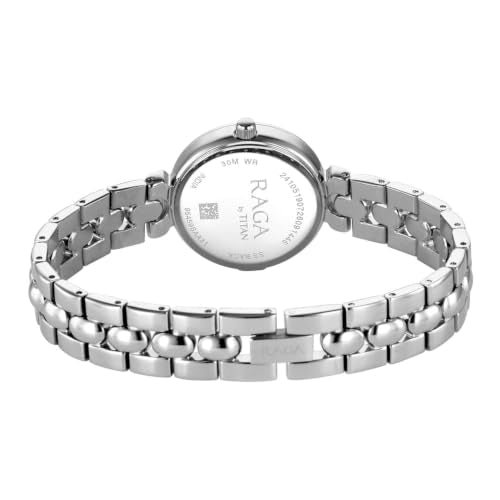 Titan Raga Showstopper 5.0 Quartz 3 Hands Round Pink Dial, Silver Strap Watch for Women - 95459SM01