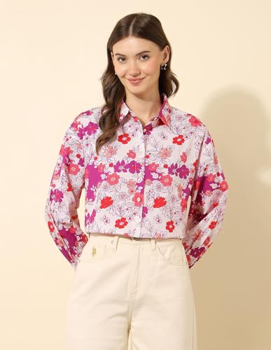 U.S. POLO ASSN. Relaxed Fit Floral Printed Shirt (UWSS25SHT188_Multi-Colour_S)