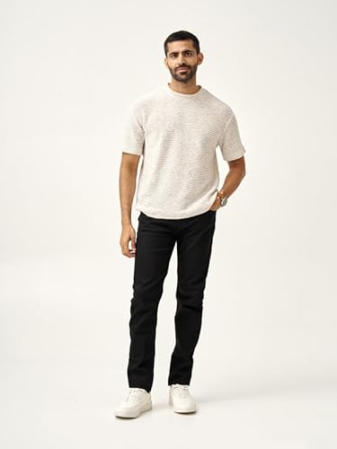 The Pant Project Slim Fit Stretchable Mid Rise Jeans for Men | Black Mens Denim Cotton Pants | Stylish Ankle Length Jean, 34