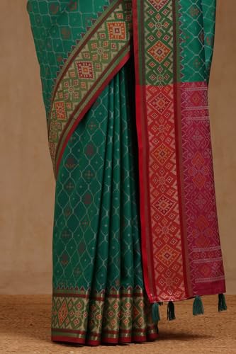 Soch Womens Green Soft Silk Woven Design Saree