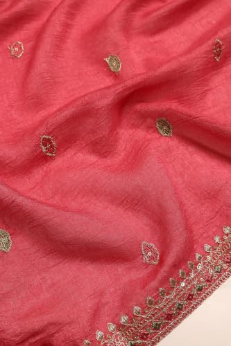Soch Womens Onion Pink Vichitra Embroidered Embellished Zari Embroidery Salwar Suit