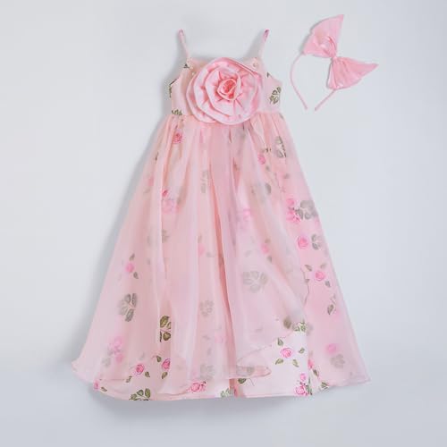 Hopscotch Girls Pink Sleeveless Floral Applique Gown for Age (18-24 Months)