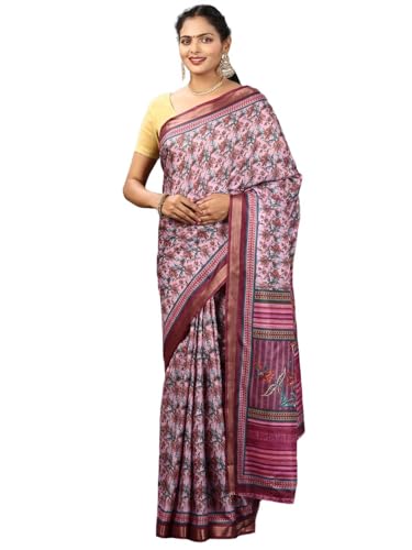 RAMRAJ Women Semi Silk Print Saree Pink (Pink;OS)