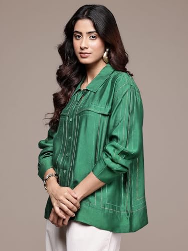 Ritu Kumar Green Solid Full Sleeve Shirt