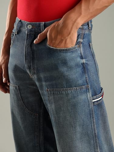 Mid-Wash Loose Fit Low Rise Jeans