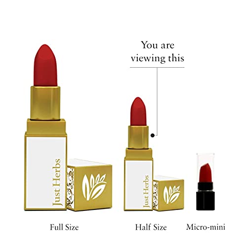 Just Herbs Ayurvedic Creamy Matte Lipstick For Moisturized Lips - Parabens & Chemical Free 02 Peachy Pink (Half - Size) 1.8gm