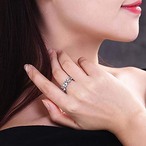 RUVEE Greek Queen Pacific Blue American Diamond Platinum Plated Alloy Ring for Women (8)