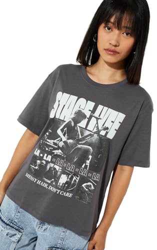 Max URB_N Women Relaxed Fit Graphic T-Shirt (Dark Grey_L)