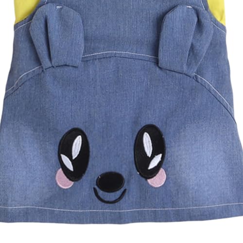 Hopscotch Girls Animal Applique Pinafore Dress with Text Print T-shirt In Yellow Color for Ages 3-6 Months