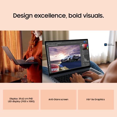 Samsung Galaxy Book4 (Gray, 16GB RAM, 512GB SSD) | 15.6" Full HD Screen | Intel Core i5 1335U Processor | Windows 11 Home | MS Office 2021 | Fingerprint Reader | Intel Iris XE Graphics | RJ45 LAN Port