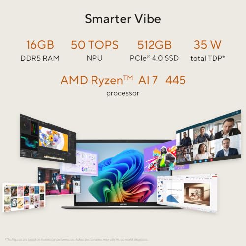 ASUS Vivobook S14 (2026), Smartchoice,AMD Ryzen AI 7 445,AMD Radeon iGPU,16GB RAM,512GB SSD,FHD+ OLED,14"(35.5 cm),Windows 11,M365 Basic(1Y),Office 2024,Cool Silver,1.4 Kg,M3407GA-SF075WS,AI Laptop