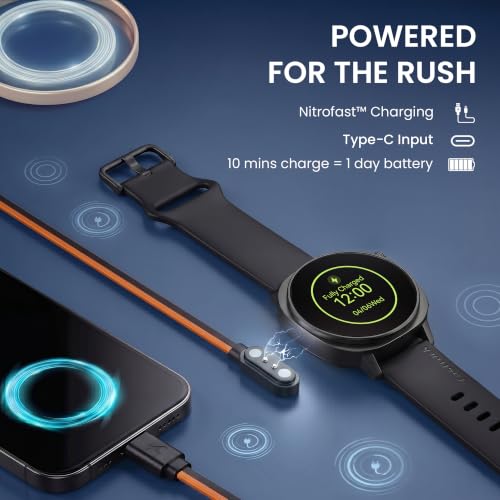 Fastrack Revoltt FR3 Pro Smartwatch with 1.43” AMOLED Display,Dynamic 60Hz Refresh,Nitrofast Charging, HRM, SpO2, Sleep,Multiple Menu Style,Functional Crown,IP68, BT Calling,24/7 Health Suite - Black