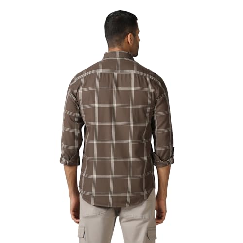 blackberrys Men Khaki India Slim Fit Shirt | Solid Khaki Shirt with Full Sleeves, Streamlined Construction and Versatile Formal Styling | Size 42