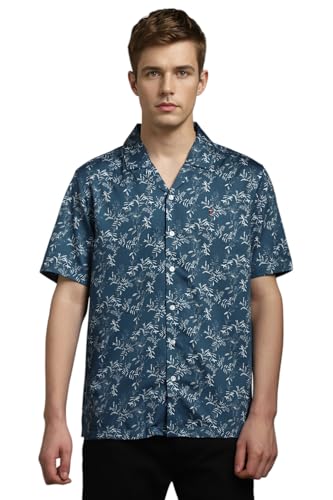Louis Philippe Men Blue Slim Fit Print Half Sleeves Casual Shirt