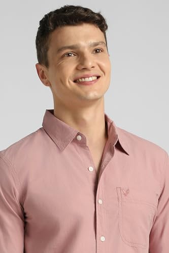 American Eagle AE Everyday Slim Fit Button-Up Shirt Pink