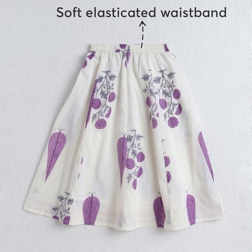 Hopscotch Girls Short Sleeves Purple 3-Pc Floral Lehenga Set For Age (2-3 Years)