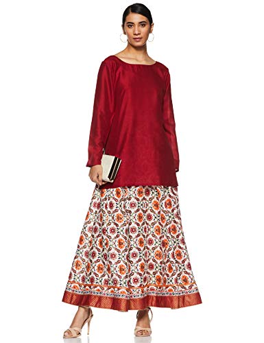 W for Woman Synthetic Full Skirt Off White